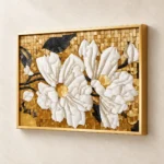 Cache-Disjoncteur 3D Pivoines Blanches — Mosaïque Or & Noir – Image 2