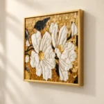 Cache-Disjoncteur 3D Pivoines Blanches — Mosaïque Or & Noir