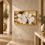 Cache-Disjoncteur 3D Pivoines Blanches — Mosaïque Or & Noir – Image 5