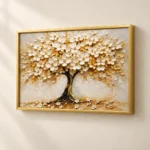 Cache-Disjoncteur Arbre Fleuri Blanc & Or – Image 2