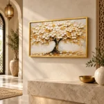 Cache-Disjoncteur Arbre Fleuri Blanc & Or – Image 5