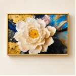 Cache-Disjoncteur 3D Fleur Blanche — Bleu Nuit & Or – Image 2