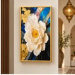 Cache-Disjoncteur 3D Fleur Blanche — Bleu Nuit & Or