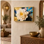 Cache-Disjoncteur 3D Fleur Blanche — Bleu Nuit & Or – Image 4