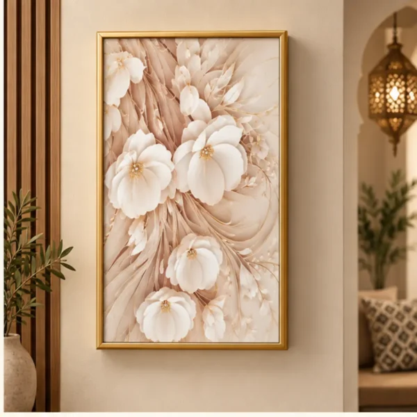 Cache-Disjoncteur 3D Fleurs Beiges Dorées Éthérées
