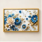 Cache-Disjoncteur 3D Fleurs Bleues & Blanches — Marbre Or – Image 2