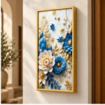 Cache-Disjoncteur 3D Fleurs Bleues & Blanches — Marbre Or