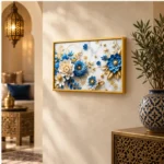 Cache-Disjoncteur 3D Fleurs Bleues & Blanches — Marbre Or – Image 4