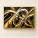 Cache-Disjoncteur 3D Abstrait — Tourbillons Noir & Or – Image 2