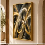 Cache-Disjoncteur 3D Abstrait — Tourbillons Noir & Or