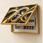 Cache-Disjoncteur 3D Abstrait — Tourbillons Noir & Or – Image 3
