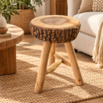 Tabouret Rond en Bois Naturel