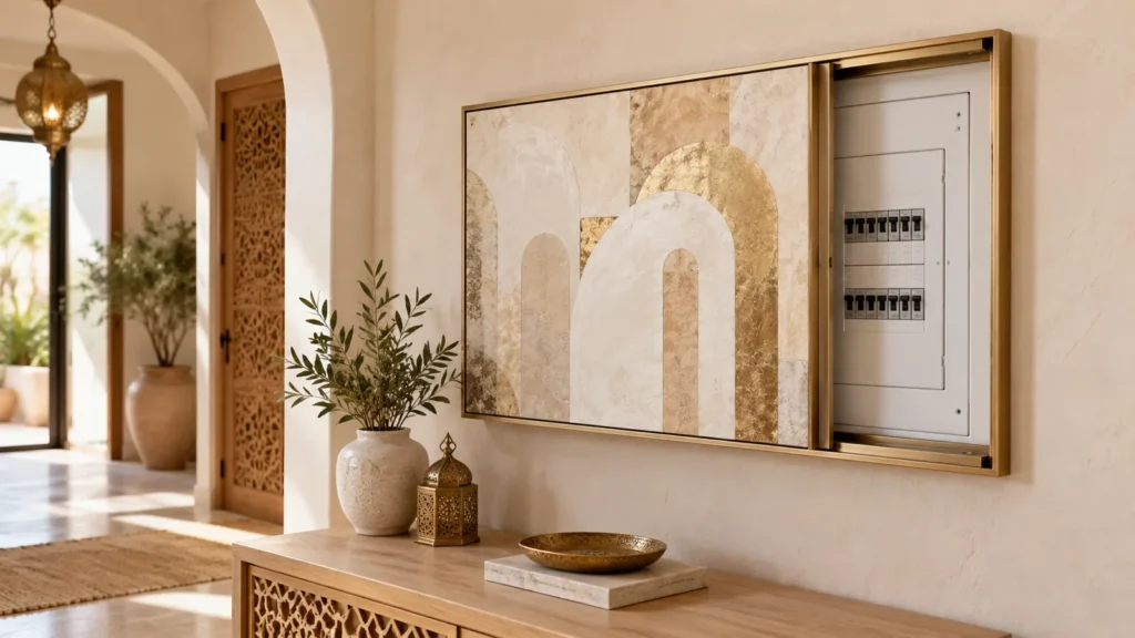 Cache-disjoncteur au Maroc décoratif ouvert dans une entrée moderne