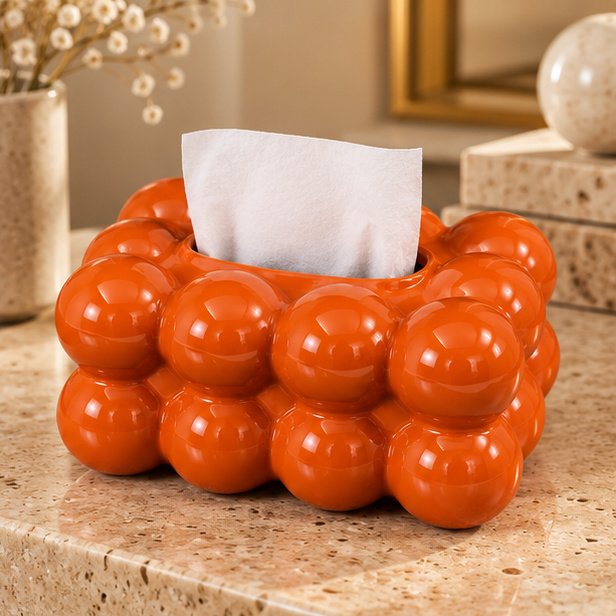 decoria-boite-mouchoirs-0339-02-ambiance Boîte à mouchoirs Bulles orange – Image 1