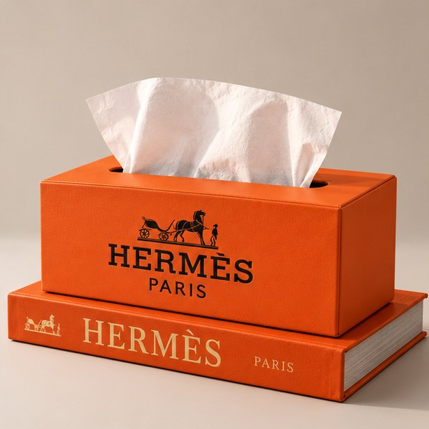 decoria-boite-mouchoirs-0464-02-ambiance Pack Équestre orange : boîte à mouchoirs et faux livre – Image 1