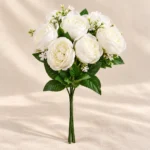 Bouquet de roses blanches et gypsophile artificielles – Image 2