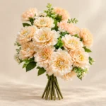 Bouquet de pivoines artificielles pêche et crème – Image 2