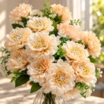 Bouquet de pivoines artificielles pêche et crème – Image 3