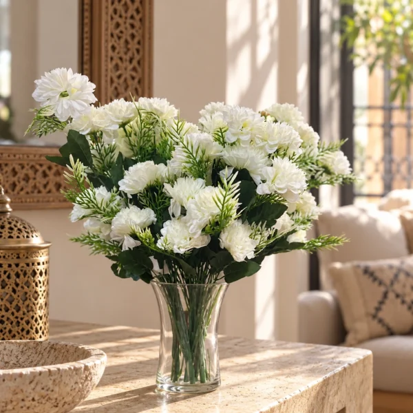 Bouquet d'œillets blancs artificiels