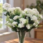 Bouquet d'œillets blancs artificiels – Image 3