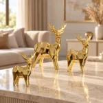 Trio de cerfs décoratifs dorés debout — Modèle 2