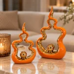Duo de sculptures flamme — Orange et or – Image 3