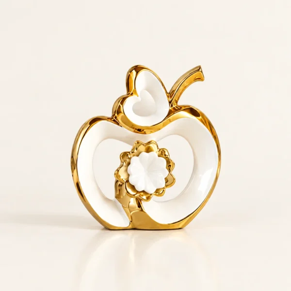 Sculptures pomme en céramique — Blanc et or — Petit