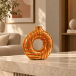 Vase anneau à rayures — Orange et or