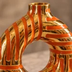Vase anneau à rayures — Orange et or – Image 3