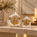 Vases à figurines méditation — Blanc et or