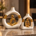 Vases à figurines méditation — Blanc et or – Image 3