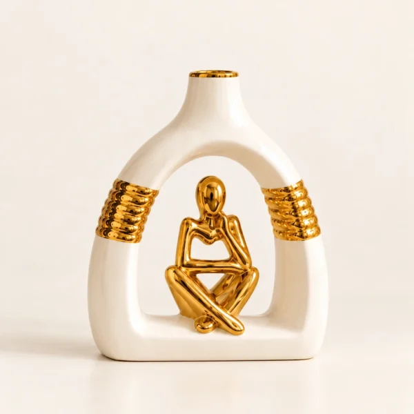 Vases à figurines méditation — Blanc et or — Arche (petit)