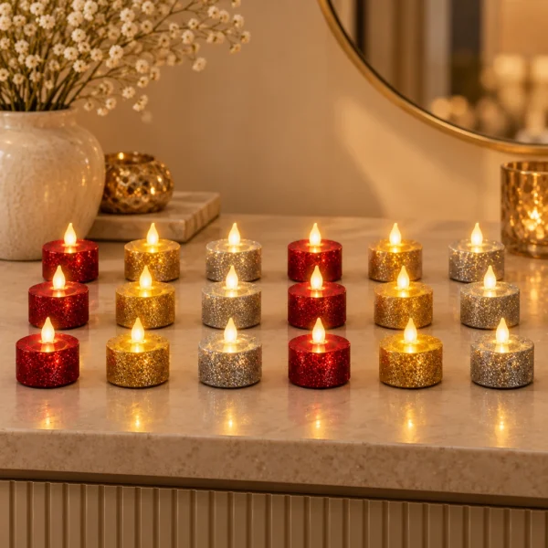 Bougies LED pailletées — Boîte de 24