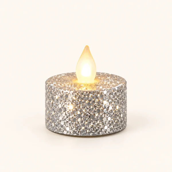 Bougies LED pailletées — Boîte de 24 — Argent