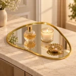 Plateau miroir organique doré — Grand modèle
