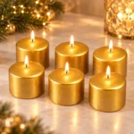 Bougies piliers dorées — Boîte de 6