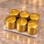 Bougies piliers dorées — Boîte de 6 – Image 3