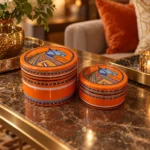Boîtes rondes orange — Décor équestre