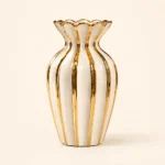 Vases tulipe côtelés blanc et or — Duo – Image 4