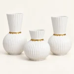 Vases cannelés blanc et or — Trio – Image 2