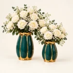 Vases cannelés vert et or — Duo – Image 2