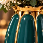 Vases cannelés vert et or — Duo – Image 3